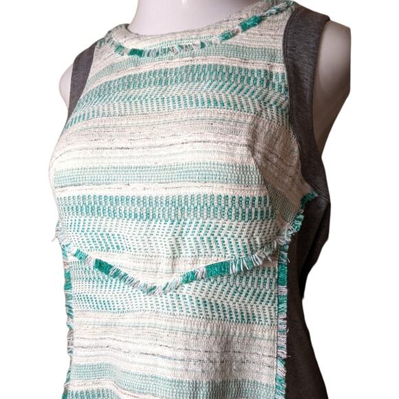 RACHEL ROY LA Story Tide Pool Teal Gray Textured Fringe Sleeveless Dress 14 NEW - Picture 3 of 15